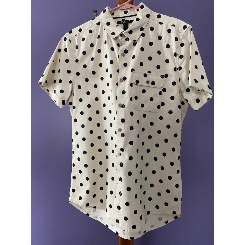 Polka Dot Short Sleeve Button Up Shirt